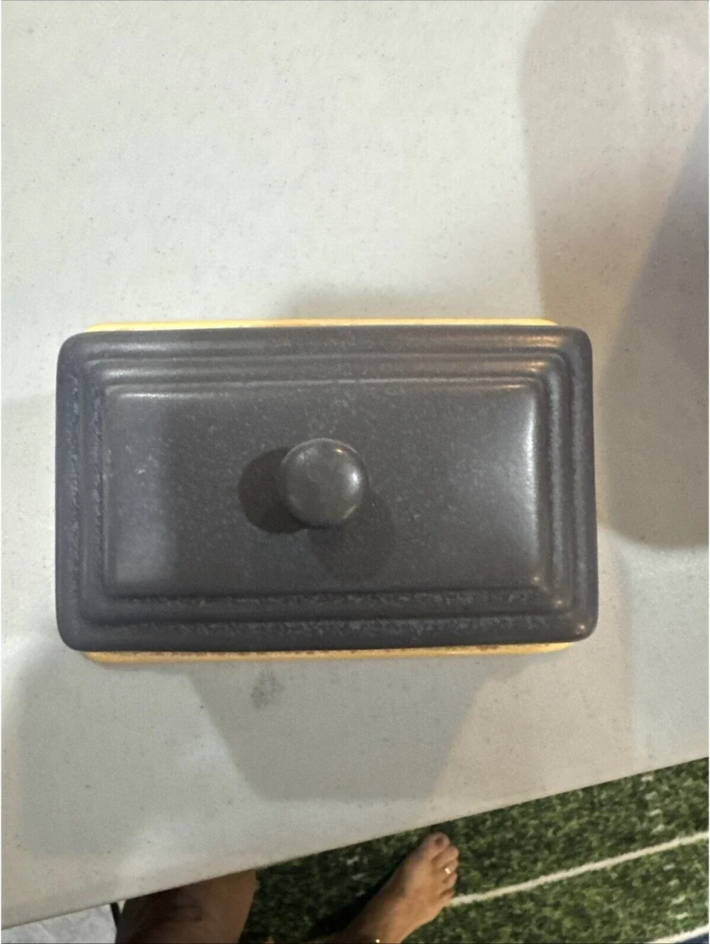 Le Creuset Stoneware European Covered Butter Dish Lid Oyster Grey Flint Heritage